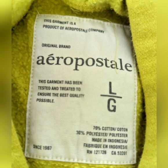 Aeropostale Y2K Lime Green Pullover Logo Soft Broken In Hoodie Sweatshirt - Picture 4 of 4